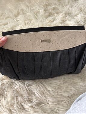 Miche Beige and Black Pleated Clutch